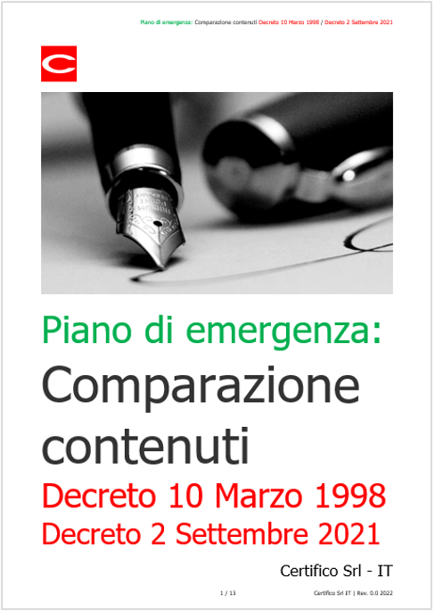 Piano di emergenza   comparazione contenuti