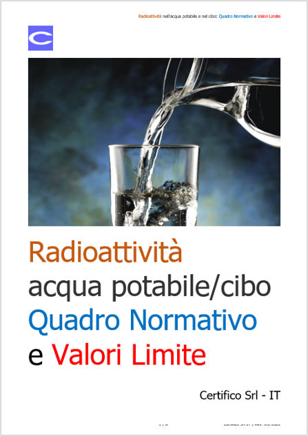 Radioattivit  nell acqua potabile e nel cibo   Quadro Normativo e Valori Limite