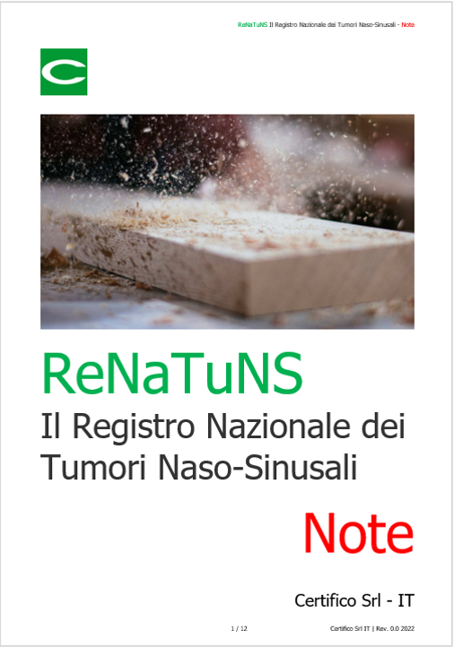 ReNaTuNS Il Registro Nazionale dei Tumori Naso Sinusali   Note