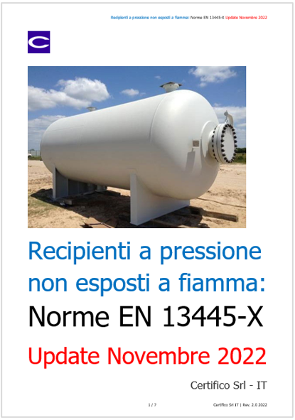 Recipienti a pressione non esposti a fiamma   Norme EN 13445 X Update Novembre 2022