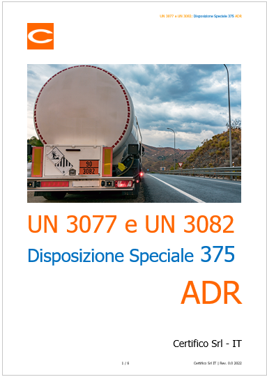 UN 3077 e UN 3082 Disposizione Speciale 375 ADR