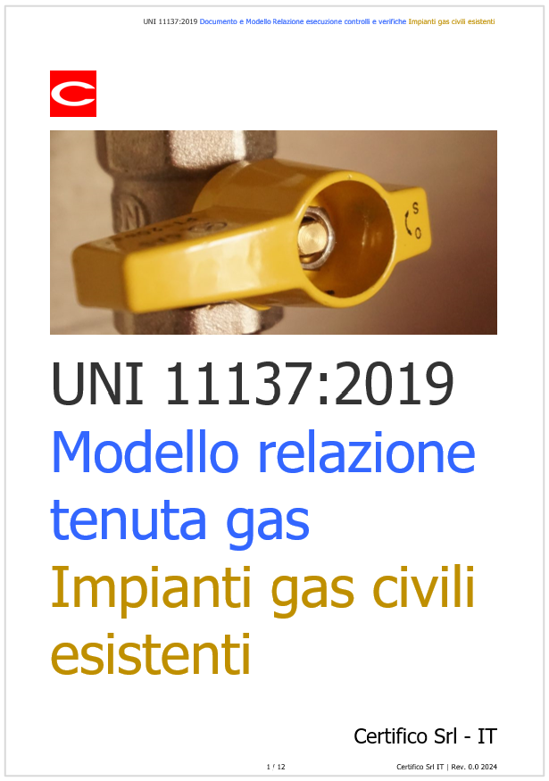 Modello relazione tecnica controlli e verifiche effettuate UNI 11137 2019 Appendice A