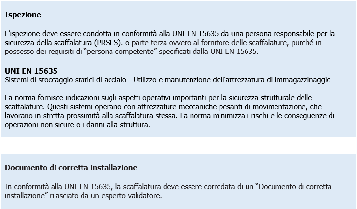 Documento validazione e Rapporto ispezione scaffalature metalliche UNI 11636 2023   03