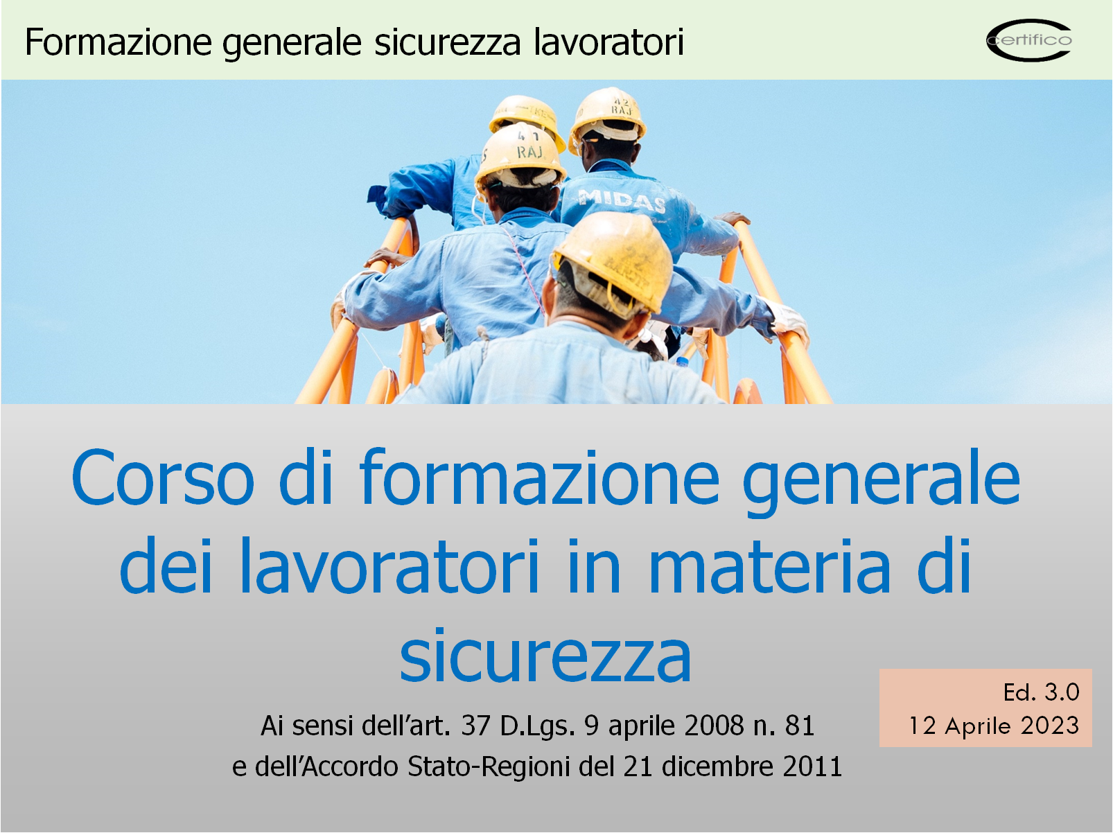 Formazione generale sicurezza lavoratori