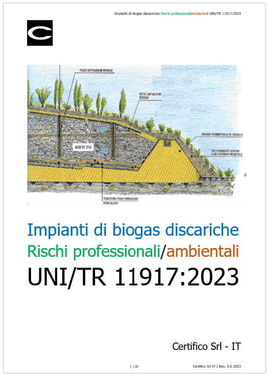 Impianti di biogas discariche   Rischi professionali e ambientali UNITR 11917 2023