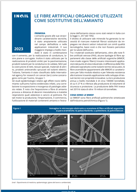 Le fibre artificiali organiche utilizzate come sostitutive dell amianto