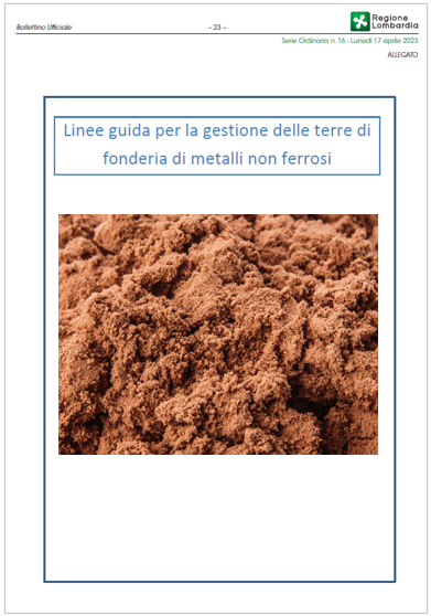 Linee guida gestione terre di fonderia di metalli non ferrosi RL 2023