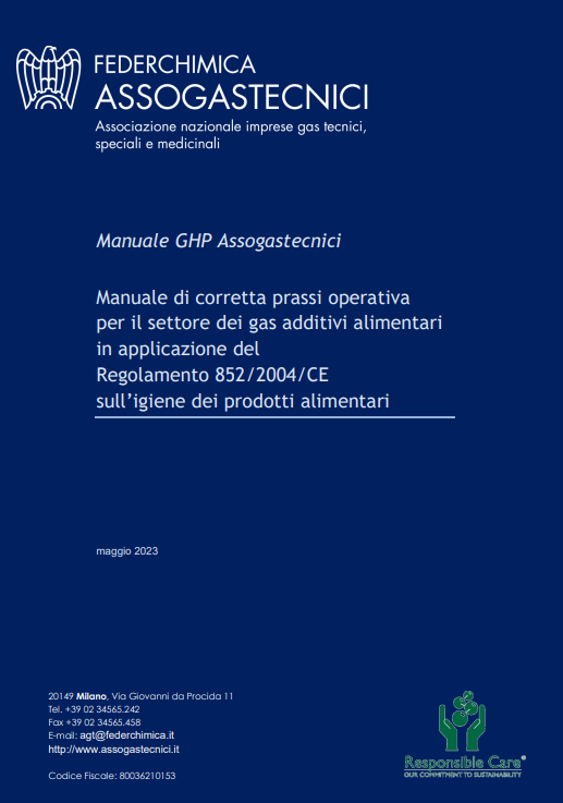Manuale di corretta prassi operativa per il settore dei gas additivi alimentari   Maggio 2023