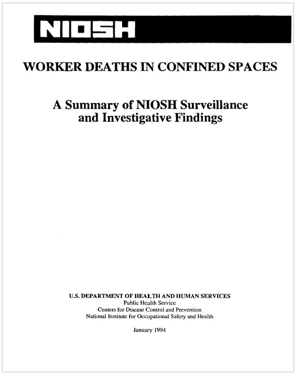 NIOSH No  94 103 Worker Deaths in Confined Spaces 1979
