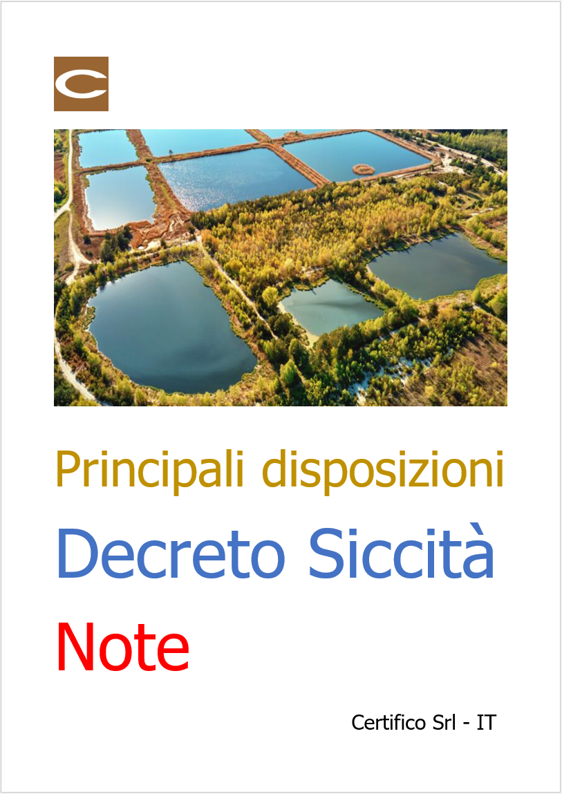 Principali disposizioni decreto siccit  Note