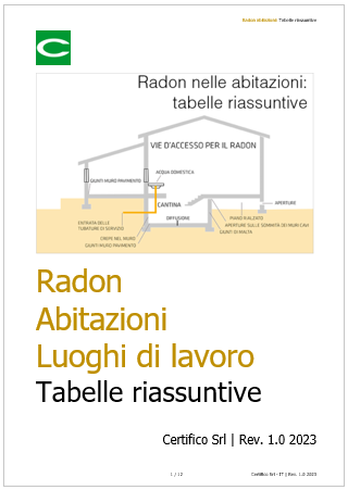 Radon abitazioni e luoghi di lavoro   tabelle riassuntive 2023