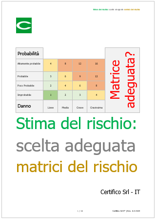 Stima del rischio   scelta delle matrici del rischio