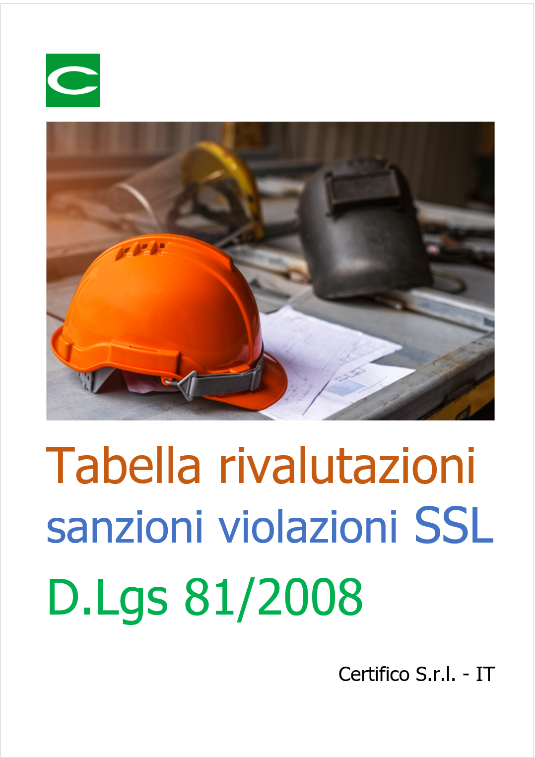 Tabella rivalutazioni sanzioni violazioni SSL D Lgs 81 2008