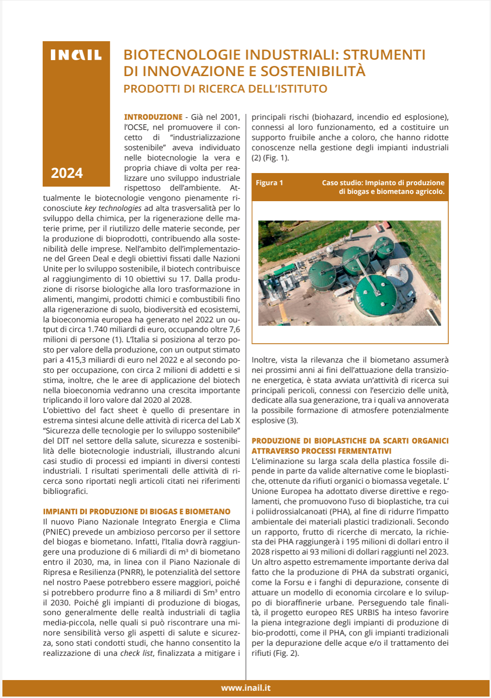 Biotecnologie industriali   Fact sheet INAIL 2024