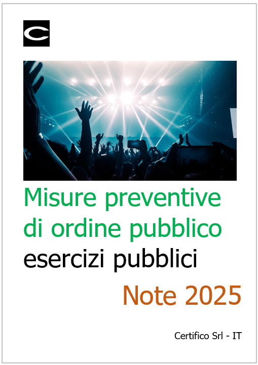 Misure preventive per l ordine pubblico degli esercizi pubblici   Note