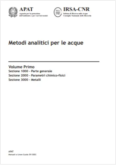 Metodi analitici per le acque APAT 29 2003 Metodi analitici per le acque APAT 29 2003