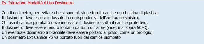 Istruzione d uso dosimetro Istruzione d uso dosimetro