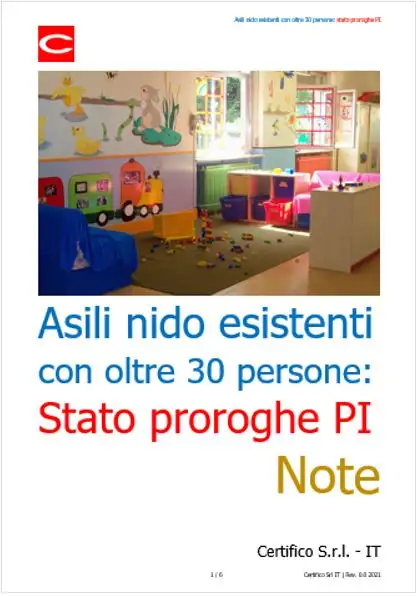 Asili nido esistenti con oltre 30 persone   Stato proroghe PI