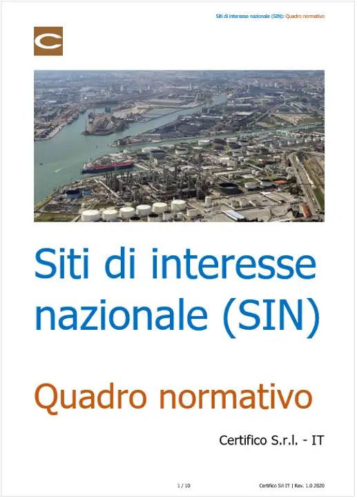 Siti di interesse nazionale SIN Quadro normativo Siti di interesse nazionale SIN Quadro normativo