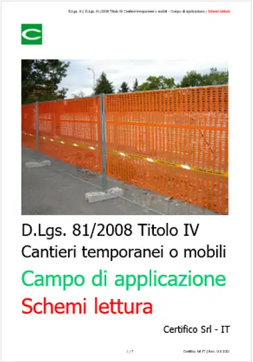 D Lgs 81 2008 Titolo IV Cantieri temporanei o mobili Scemi Campo di applicazione D Lgs 81 2008 Titolo IV Cantieri temporanei o mobili Scemi Campo di applicazione