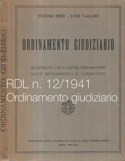 RDL n  12 1941 Ordinamento giudiziario