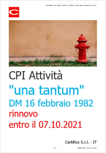 CPI Attivit una tantum del DM d m 16 febbraio 1982 rinnovo entro il 07 10 2021 CPI Attivit una tantum del DM d m 16 febbraio 1982 rinnovo entro il 07 10 2021