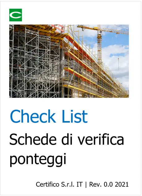 ID 14685 Check List Schede di verifica ponteggi ID 14685 Check List Schede di verifica ponteggi