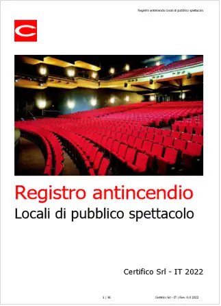 Registro controlli antincendio locali di pubblico spettacolo Modello Registro controlli antincendio locali di pubblico spettacolo Modello