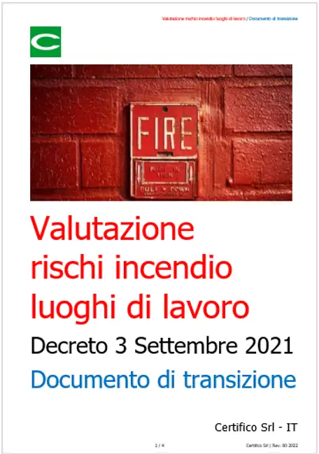Valutazione rischi incendio luoghi di lavoro 2022   Documento transizione