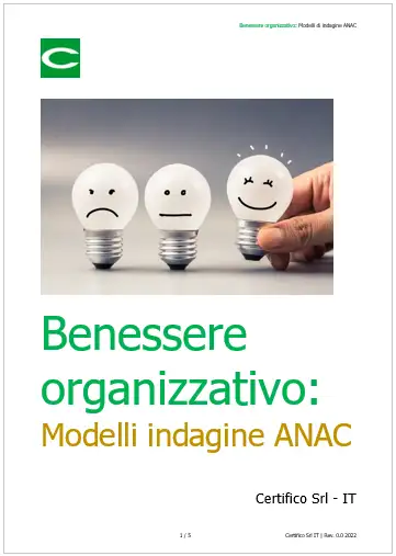 Benessere organizzativo Modelli di indagine ANAC Benessere organizzativo Modelli di indagine ANAC