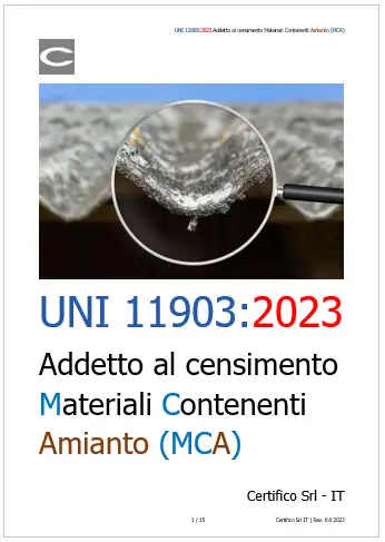 Addetto censimento MCA UNI 11903 2023 Addetto censimento MCA UNI 11903 2023