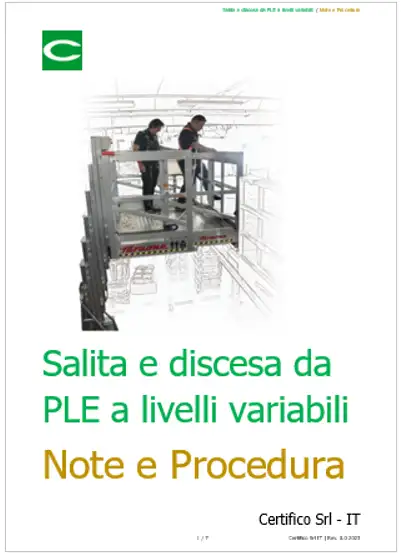 Salita e discesa da PLE a livelli variabili Note e Procedura Salita e discesa da PLE a livelli variabili Note e Procedura