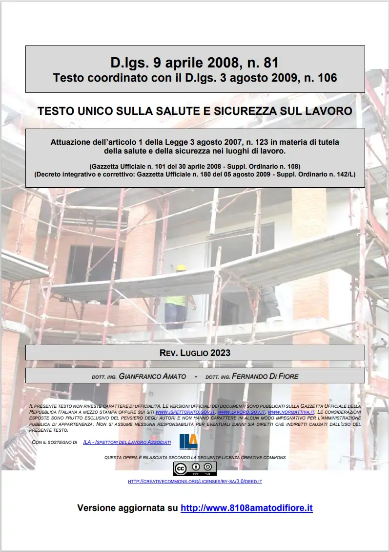 Testo Unico Sicurezza D Lgs 81 2008 07 2023 Testo Unico Sicurezza D Lgs 81 2008 07 2023