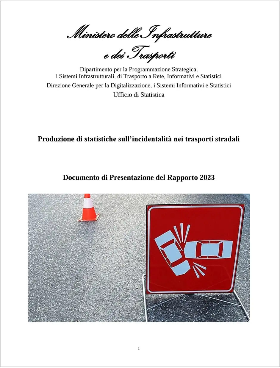 Rapporto 2023 sulle statistiche dell incidentalit Rapporto 2023 sulle statistiche dell incidentalit