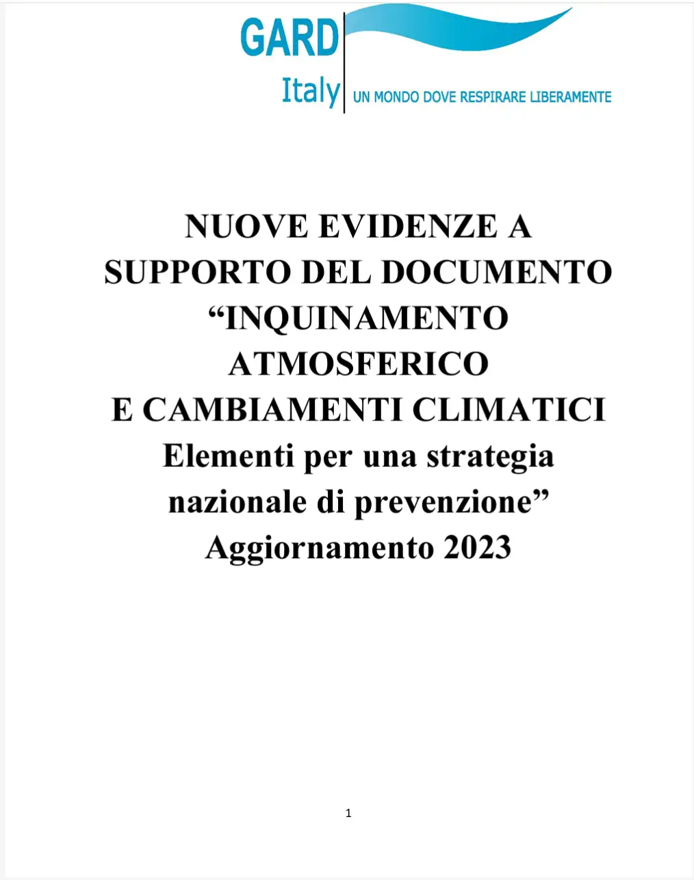 Inquinamento atmosferico e cambiamenti climatici Agg 2023 Inquinamento atmosferico e cambiamenti climatici Agg 2023