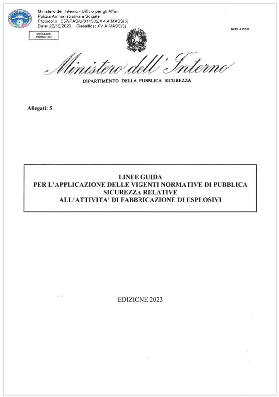 Linee guida applicazione normativa PS attivit di fabbricazione di esplosivi Ed 2023 Linee guida applicazione normativa PS attivit di fabbricazione di esplosivi Ed 2023
