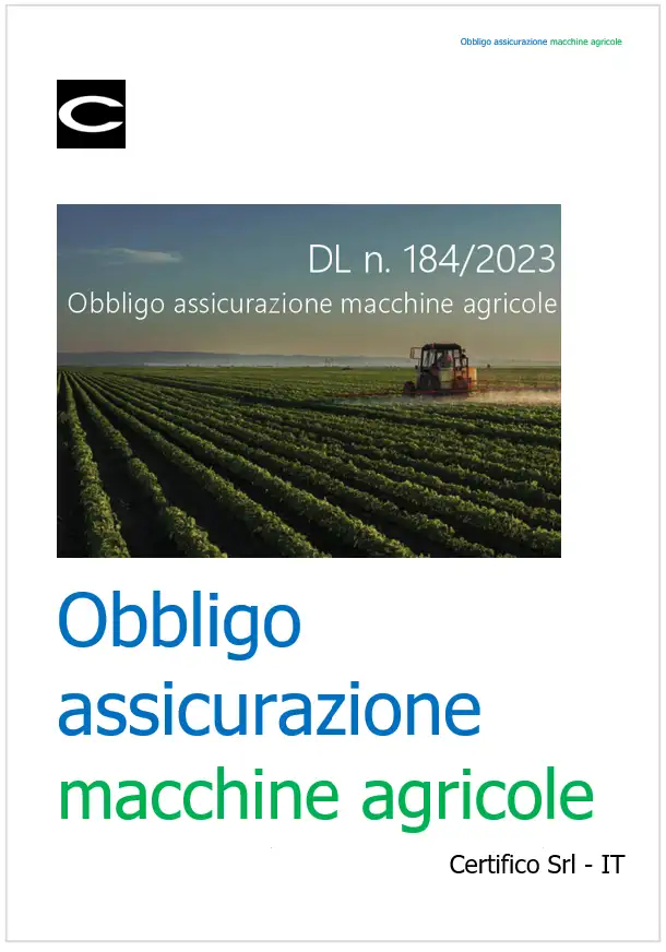 Nuovo obbligo di assicurazione per le macchine agricole