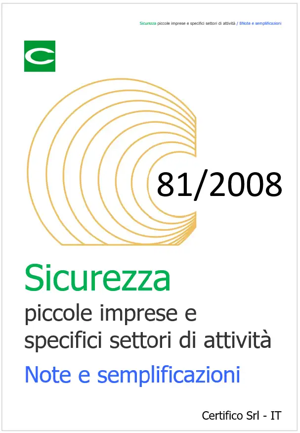 Sicurezza piccole imprese e specifici settori di attivit Note e semplificazioni Sicurezza piccole imprese e specifici settori di attivit Note e semplificazioni