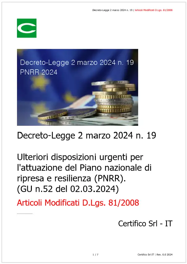 Decreto Legge 2 marzo 2024 n  19   Articoli Modificati D Lgs  81 2008
