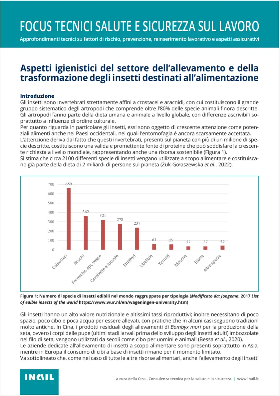 Aspetti igienistici allevamento e trasformazione insetti destinati all alimentazione Aspetti igienistici allevamento e trasformazione insetti destinati all alimentazione