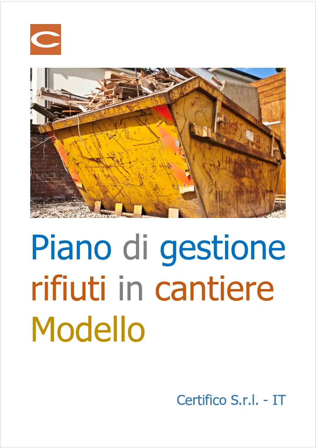 Piano di gestione dei rifiuti di cantiere   Modello