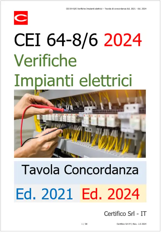 CEI 64-8 Parte 6 Verifiche Impianti elettrici - Tavola di concordanza ...