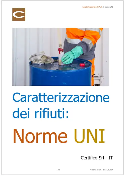 Caratterizzazione dei rifiuti le norme UNI Caratterizzazione dei rifiuti le norme UNI