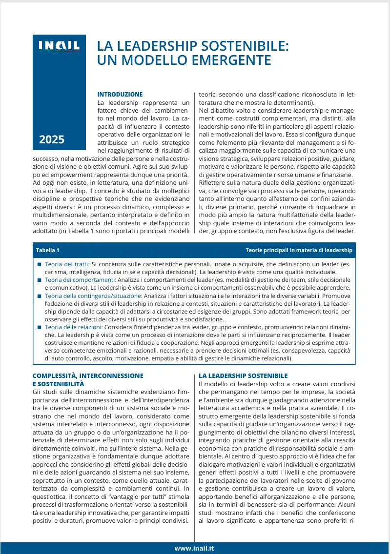 La leadership sostenibile un modello emergente La leadership sostenibile un modello emergente