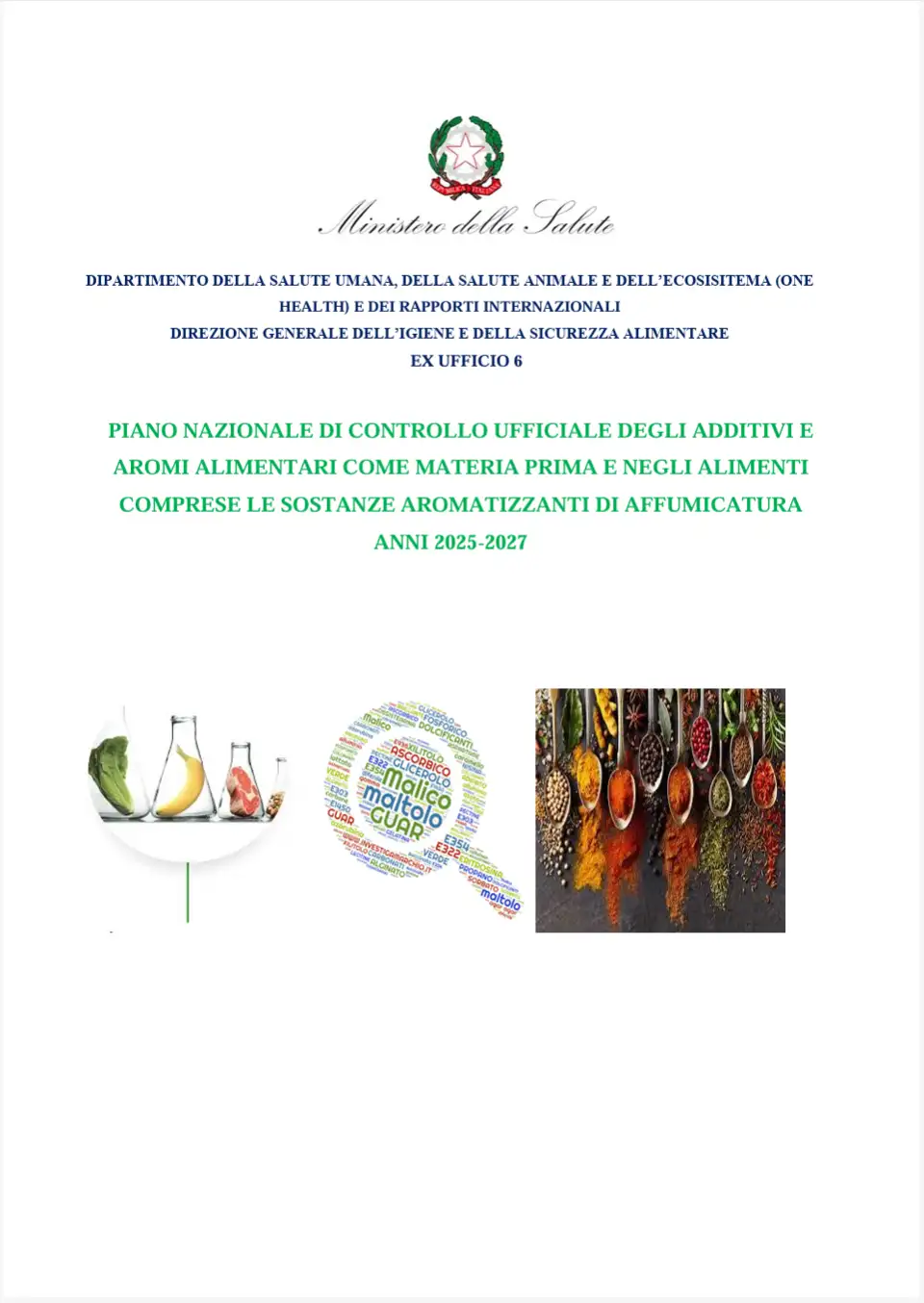 Piano nazionale di controllo ufficiale degli additivi e aromi alimentari 2025 2027 Piano nazionale di controllo ufficiale degli additivi e aromi alimentari 2025 2027