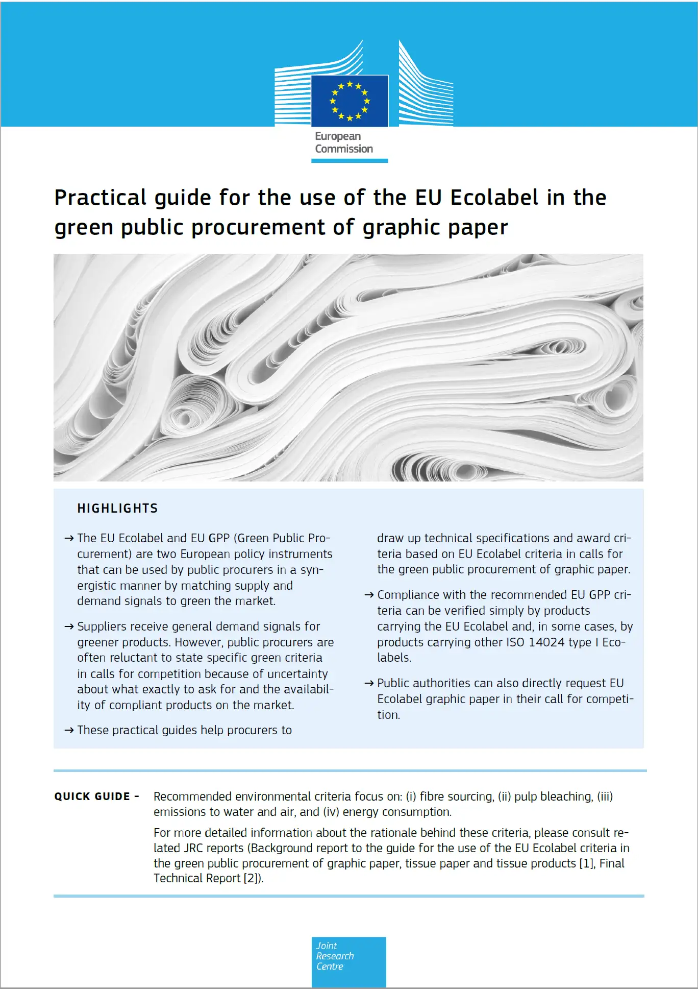 Guida pratica uso Ecolabel UE nei GPP carta grafica