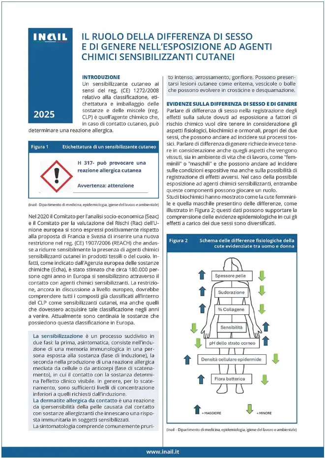 Il ruolo della differenza di sesso e di genere nell esposizione ad agenti chimici sensibilizzanti cutanei Il ruolo della differenza di sesso e di genere nell esposizione ad agenti chimici sensibilizzanti cutanei