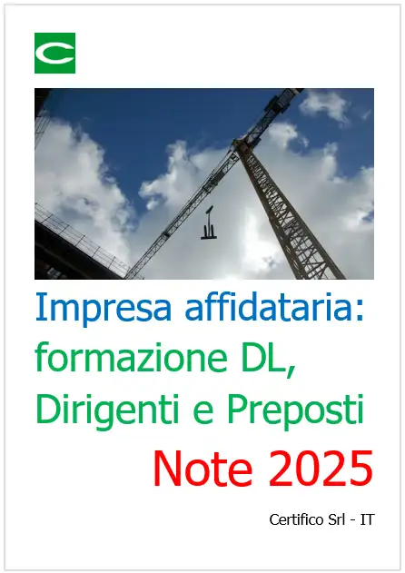 Impresa affidataria   formazione DL  Dirigenti e Preposti   Note 2025