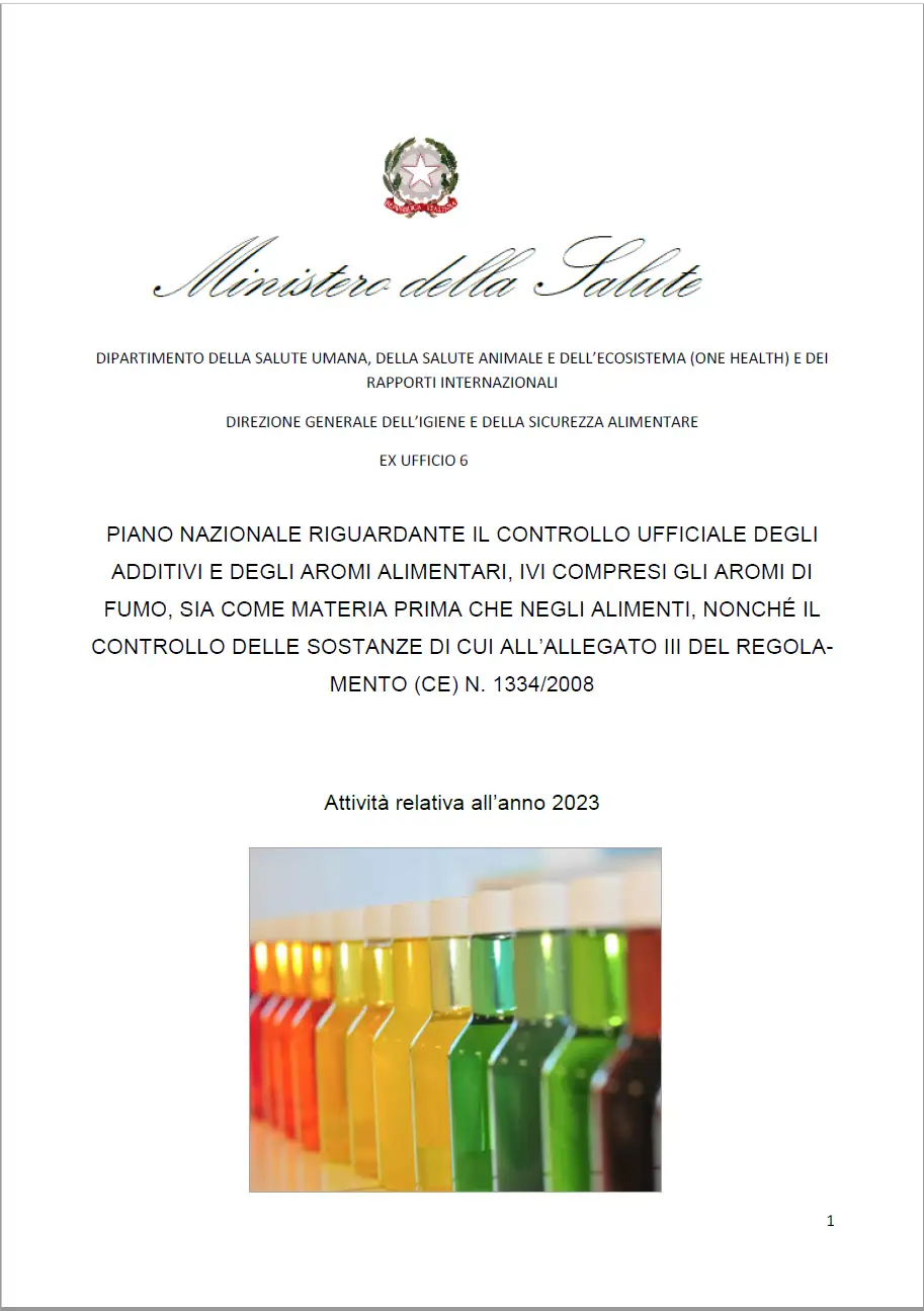 Piano nazionale di controllo ufficiale degli additivi e aromi alimentari 2023 Piano nazionale di controllo ufficiale degli additivi e aromi alimentari 2023
