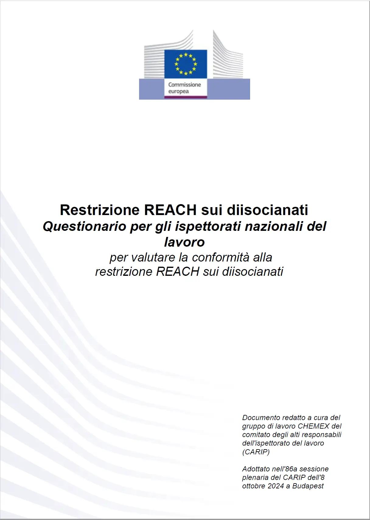 Questionario per gli ispettorati nazionali del lavoro per valutare la conformit alla restrizione REACH sui diisocianati Questionario per gli ispettorati nazionali del lavoro per valutare la conformit alla restrizione REACH sui diisocianati